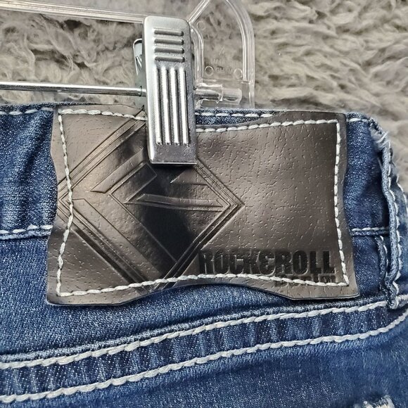 Rock & Roll Denim Jeans Mens 34x30 Blue Pistol Straight Regular Denim - Picture 12 of 14